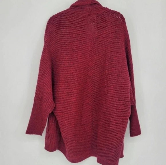 NIC+ZOE cardigan pomegranate red chunky knit knee leghnth size Medium - Picture 3 of 8
